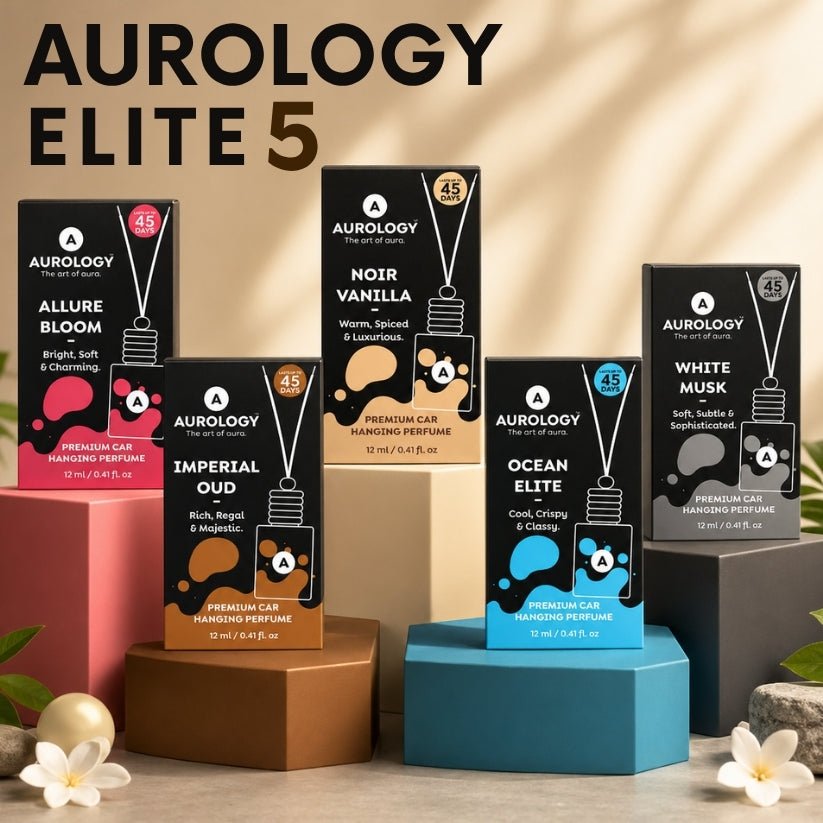 Aurology Noir Vanilla, Imperial Oud & White Musk Car Freshener Diffuser Car Hanging Perfume 12ml (Pack of 3) - JEKUU