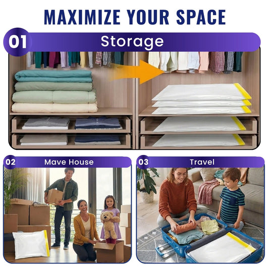 6 Large and 6 Jumbo Space Saver Vacuum Storage Bags with 2 Free Hand Pump - JEKUU