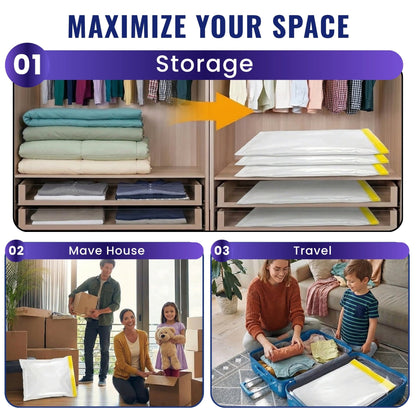 Vacuum Storage Bags 6 - Pack Large with Free Hand Pump - JEKUU
