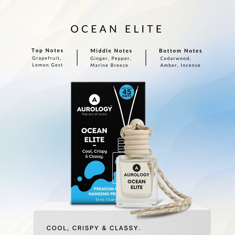 Aurology Allure Bloom & Ocean Elite & White Musk Car Freshener Diffuser Car Hanging Perfume (Pack of 3)12ml