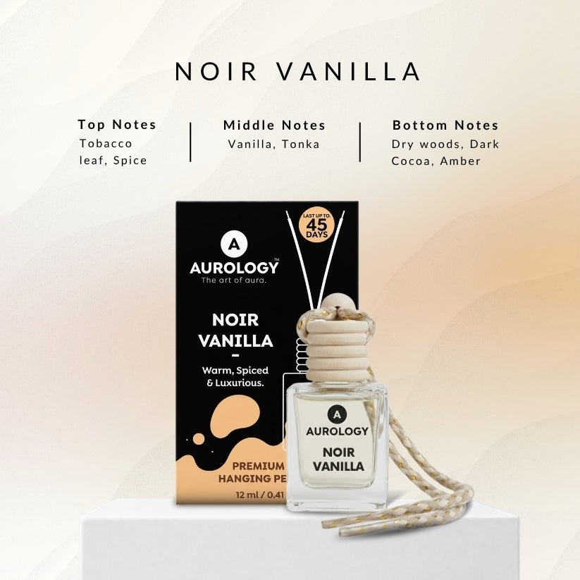 Aurology Noir Vanilla, Imperial Oud & White Musk Car Freshener Diffuser Car Hanging Perfume 12ml (Pack of 3) | Long Lasting Luxury Car Air Freshener Diffuser | Premium Glass Bottle with Wooden Cap | Warm Vanilla, Woody & Musk Auto Car Accessories - JEKUU