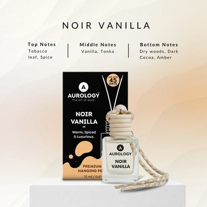 Aurology Noir Vanilla, Imperial Oud & White Musk Car Freshener Diffuser Car Hanging Perfume 12ml (Pack of 3) | Long Lasting Luxury Car Air Freshener Diffuser | Premium Glass Bottle with Wooden Cap | Warm Vanilla, Woody & Musk Auto Car Accessories - JEKUU