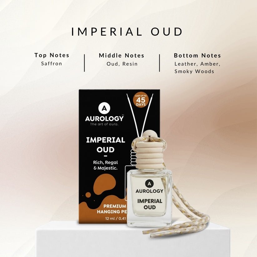 Aurology Noir Vanilla, Imperial Oud & White Musk Car Freshener Diffuser Car Hanging Perfume 12ml (Pack of 3) | Long Lasting Luxury Car Air Freshener Diffuser | Premium Glass Bottle with Wooden Cap | Warm Vanilla, Woody & Musk Auto Car Accessories - JEKUU