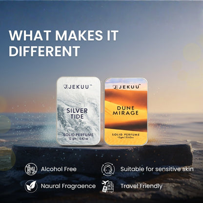 Alcohol-free, travel-friendly solid perfumes crafted with natural fragrances for sensitive skin.
