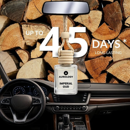 Aurology Noir Vanilla, Imperial Oud & White Musk Car Freshener Diffuser Car Hanging Perfume 12ml (Pack of 3) | Long Lasting Luxury Car Air Freshener Diffuser | Premium Glass Bottle with Wooden Cap | Warm Vanilla, Woody & Musk Auto Car Accessories - JEKUU