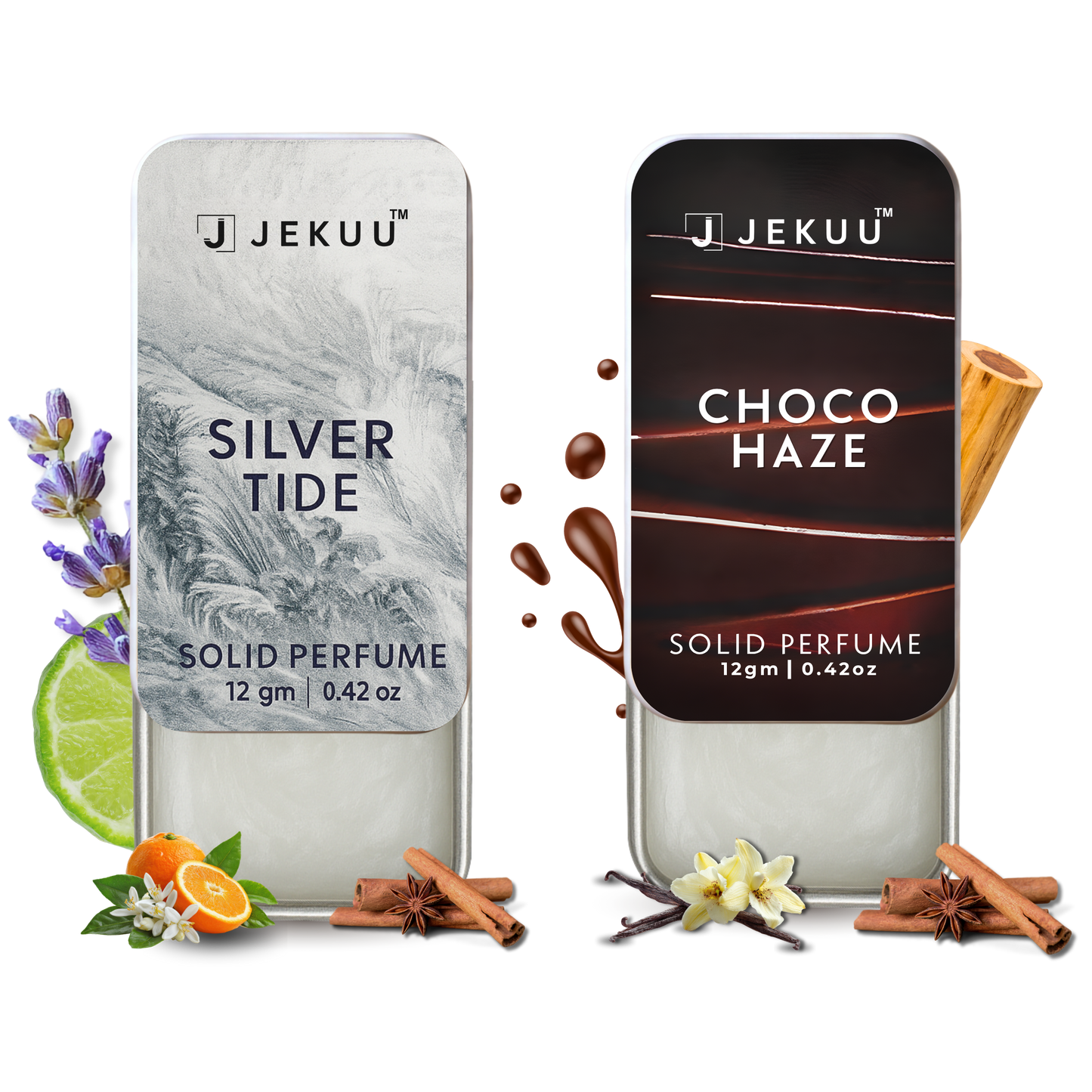 Dual Combo Silver Tide and Choco Haze Solid perfumes