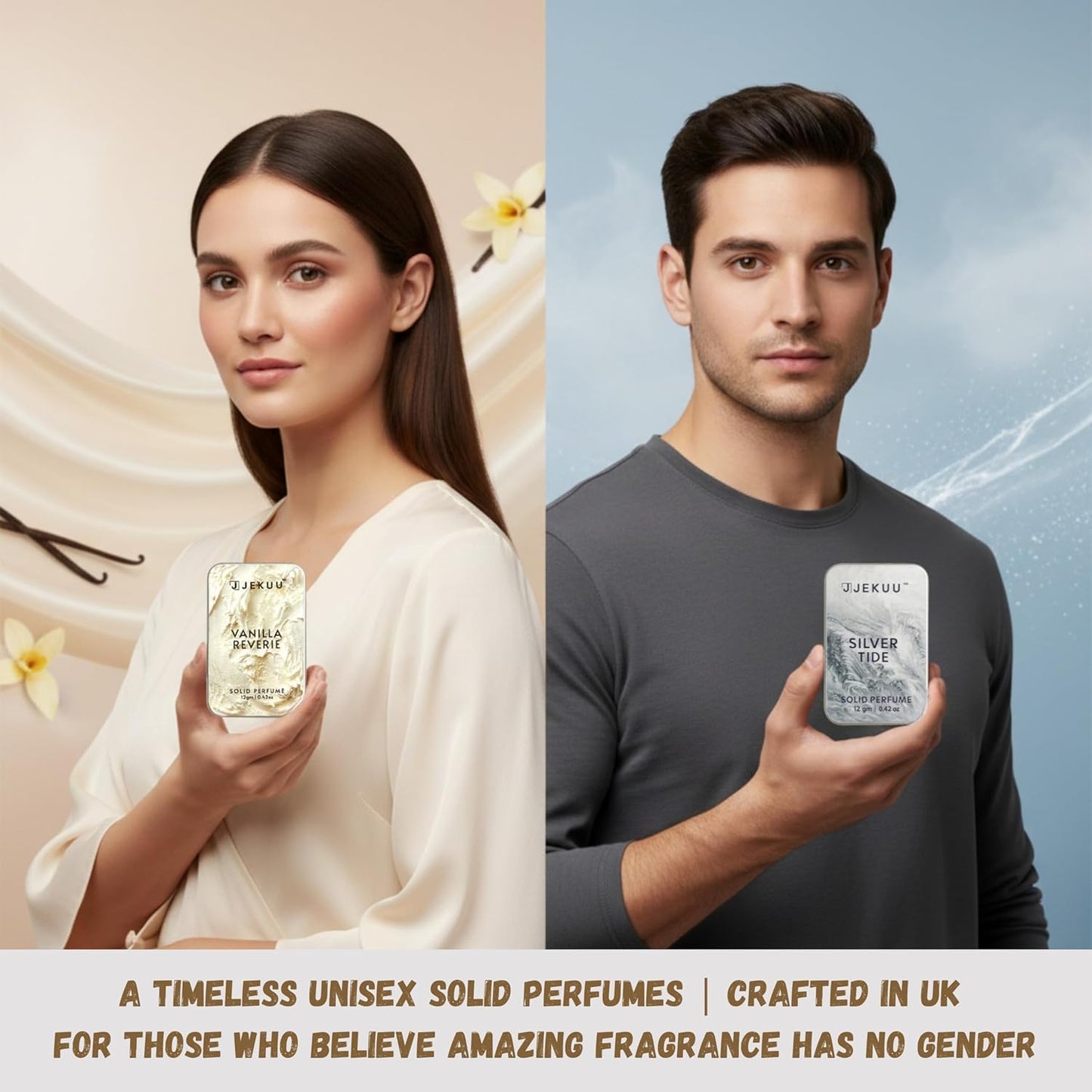 UK-crafted, timeless unisex solid perfumes designed for anyone who believes amazing fragrance has no gender.