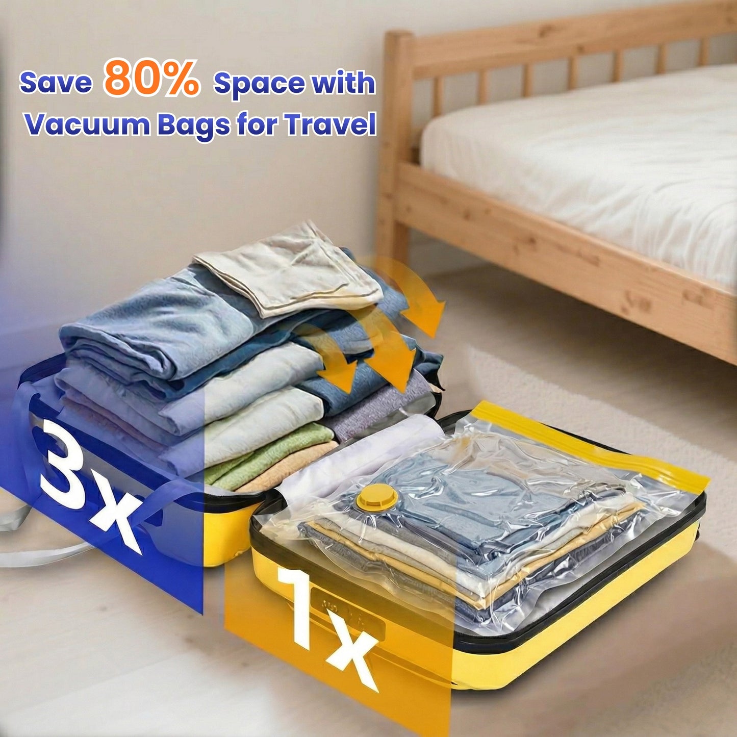 Vacuum Storage Bags Pack of 9 (3 Jumbo/3 Large/3 Medium) with Free Hand Pump