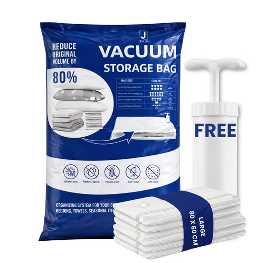 Vacuum Storage Bags 6-Pack Large Reusable Space Saver Bags with Hand Pump