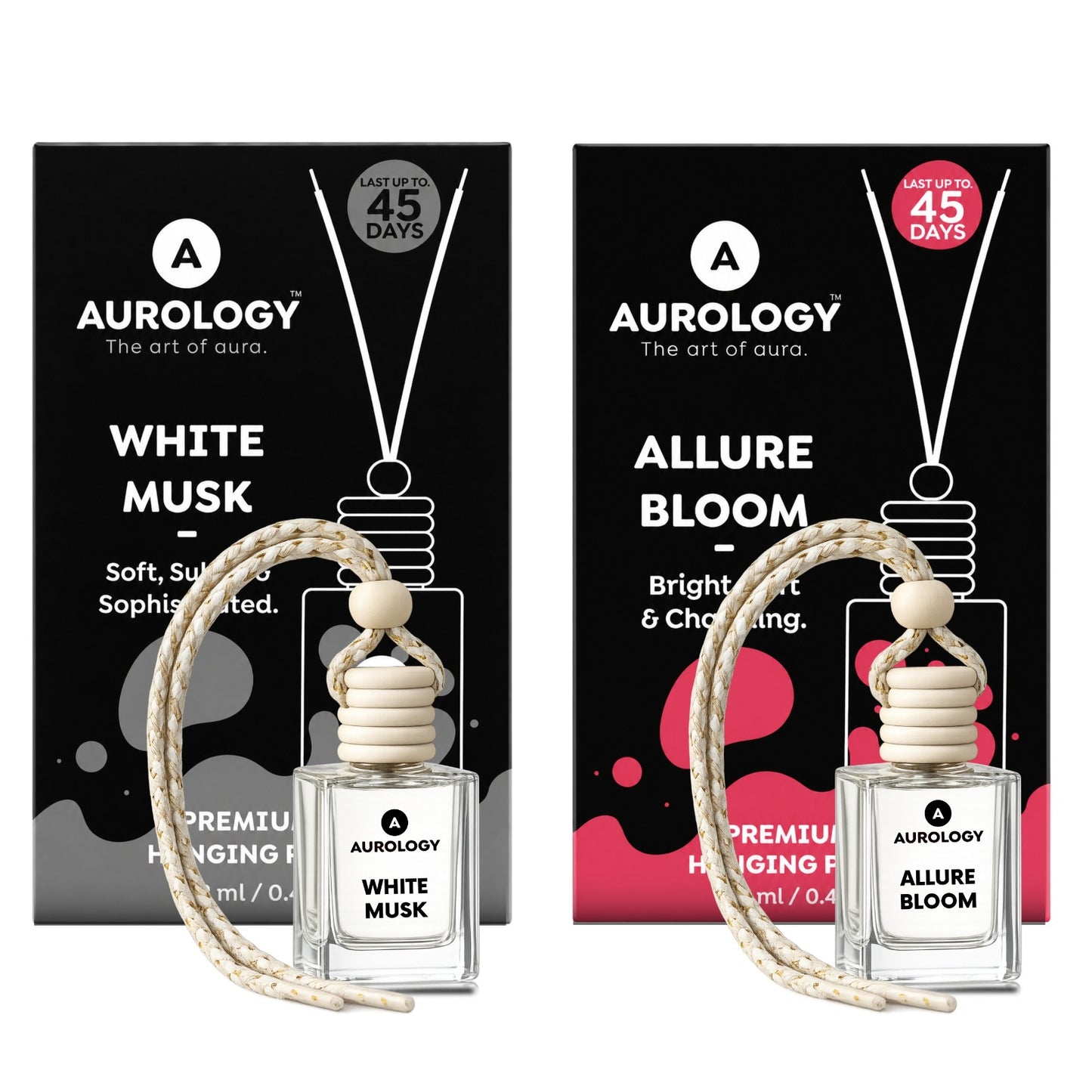 White Musk & Allure Bloom Car Hanging  Pack Of 2 (24 ml )